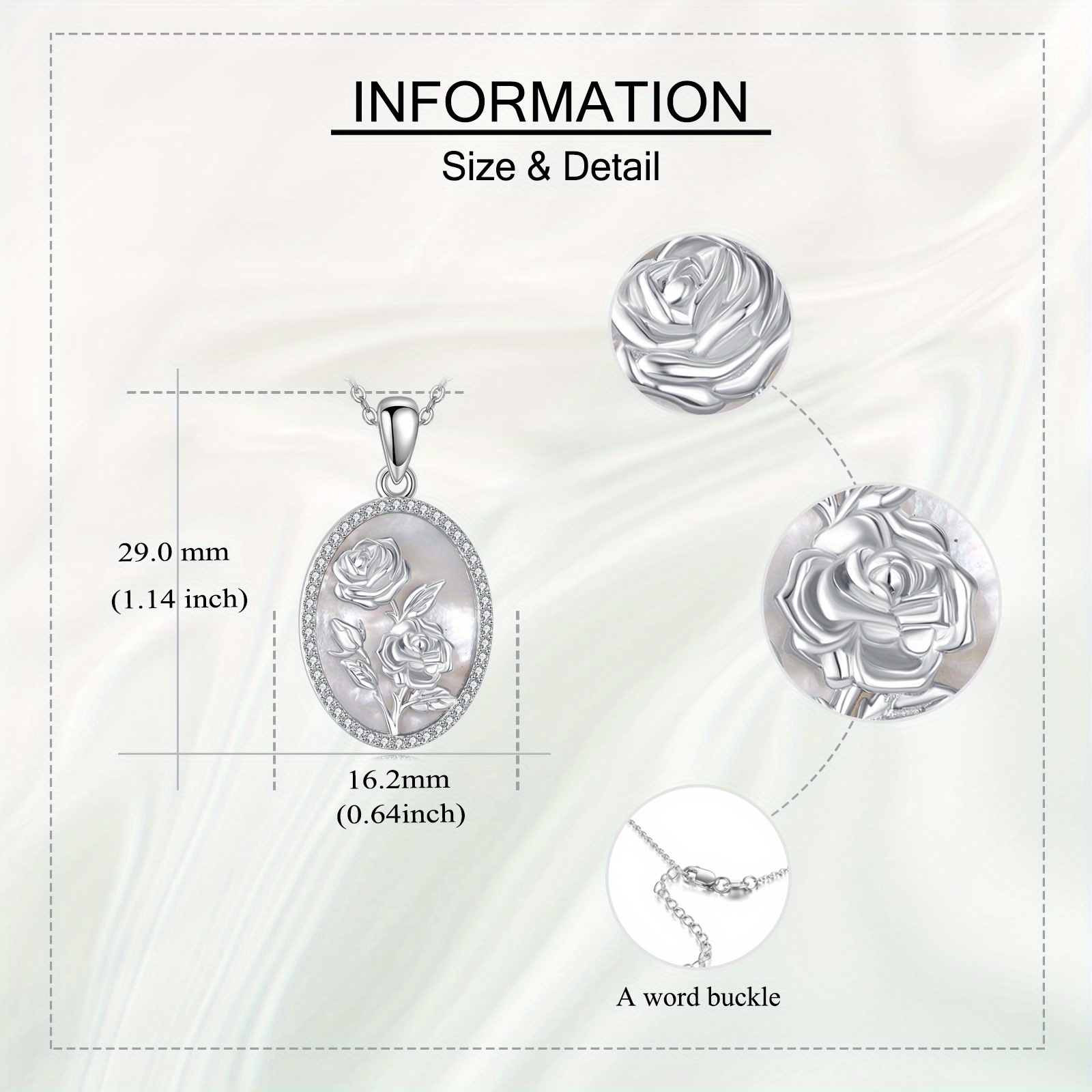 Women's 925 Sterling Silver Rose Flower Necklace, Elegant Gift